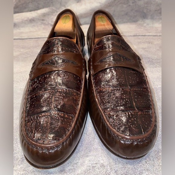 NEW NOS Florsheim Royal Imperial Exotic Eel Crocodile Loafers Shoes Italy 12 USA - Picture 3 of 16